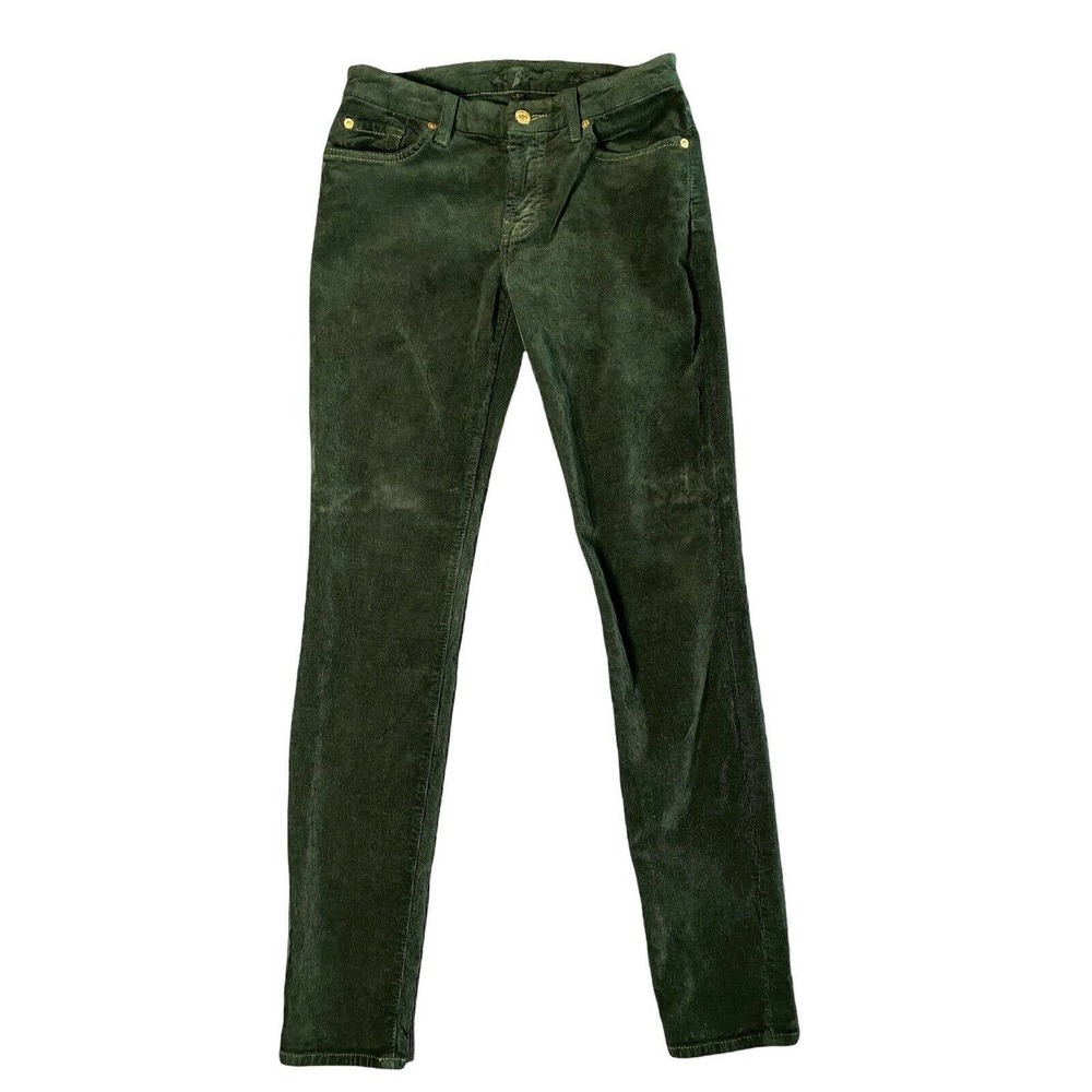 SEVEN 7 FOR ALL MANKIND The Skinny Womens Corduroy Pants Size 27 Green